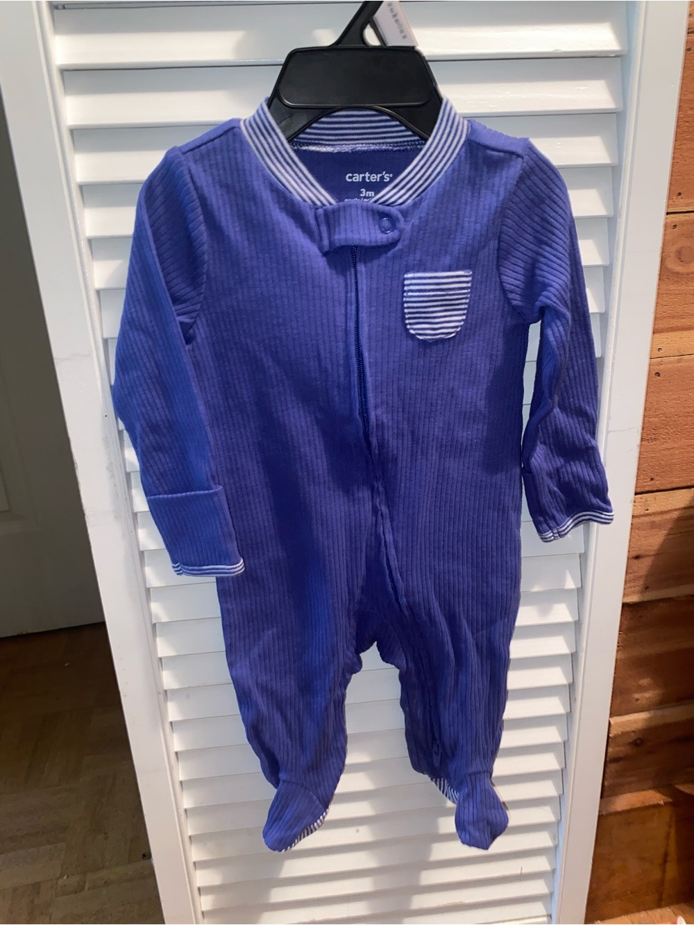 Carter's Violet Ribbed Footed One-Piece with Striped Trim
